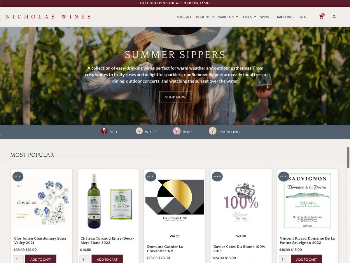 Nicholas Wines Website